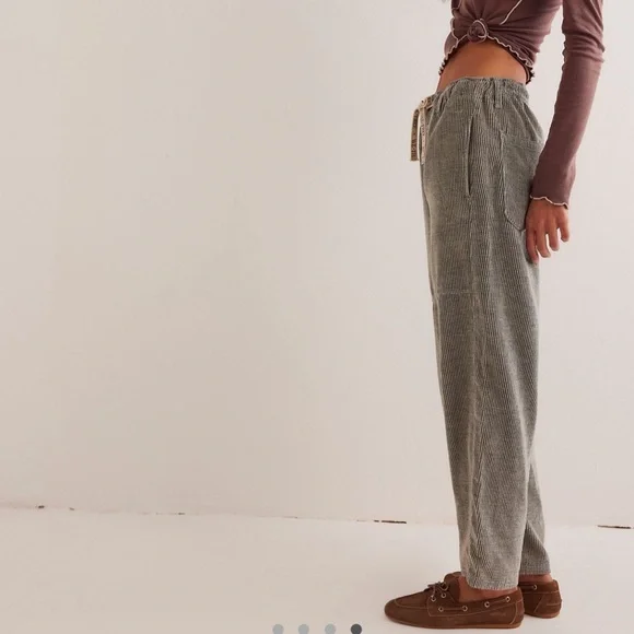 Free People Olive Green Corduroy Drawstring Pants - Picture 4 of 6